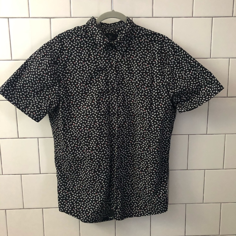Slim fit Marc Ecko print button down shirt sz L